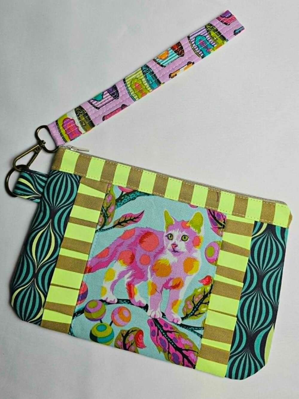 Tula Pink Disco Kitty Wristlet Wallet Purse: Gift for Women